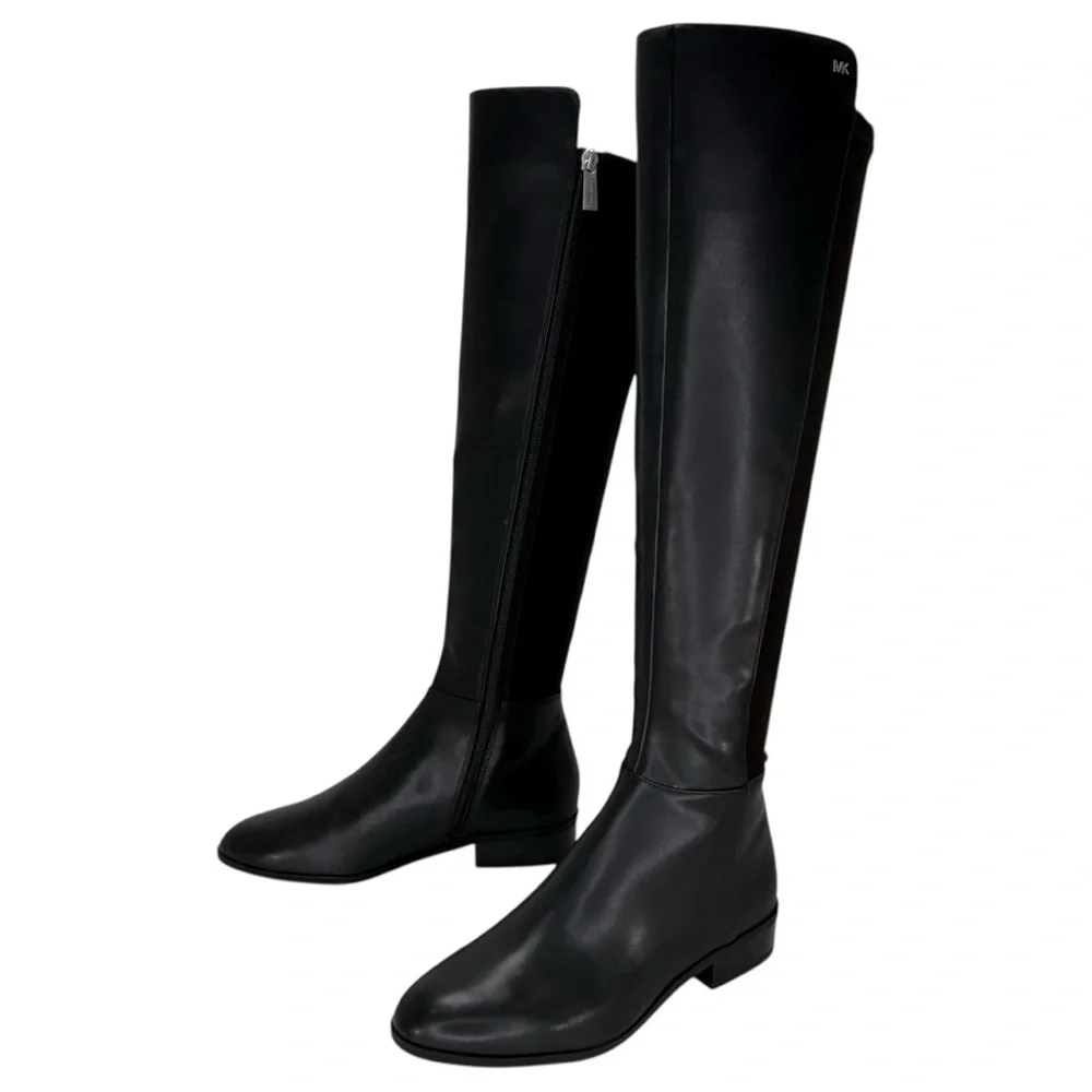 Michael Kors Bromley Black Faux Leather OTK Womens Boots Size 7M